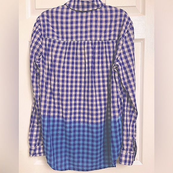 ANTHROPOLOGIE. Pilcro.NWOT. Western plaid button up shirt.Purple Blue Ombre. - Picture 4 of 8